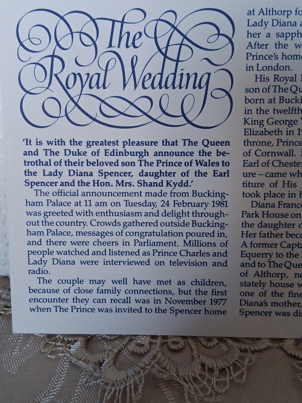 Post Office First Day Cover Announcement Of Prince Charles & Lady Diana Spencer. - Picture 3 of 5